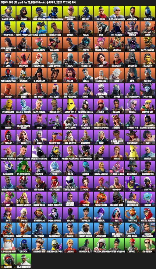 [PC/XBOX] | 162 skins | OG STW | IKONIK | Travis Scott | Omega | Rogue Agent | Blue Striker | Carbon Commando | Rose Team Leader | Trilogy | Prodigy | Full Access
