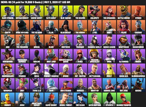 [PC/PSN/XBOX] | 69 skins | Take The L | Royale Knight | The Reaper | Elite Agent | Blue Squire | Omega | Blue Striker | Rogue Agent | Calamity | Full Access
