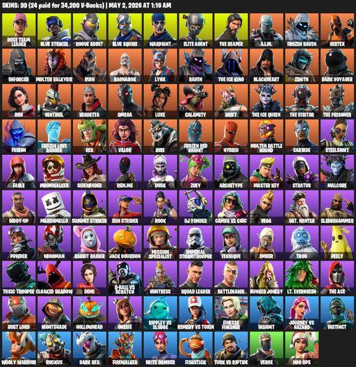 [PC/PSN/XBOX] | 99 skins | Take The L | OG STW | The Reaper | Elite Agent | Blue Squire | Omega | Rose Team Leader | Blue Striker | Rogue Agent | Full Access