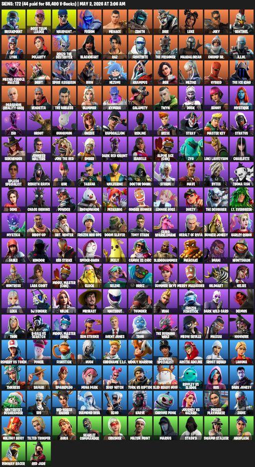 [PC/PSN] | 172 skins | 550 V-bucks | Leviathan Axe | OG STW | Lara Croft | Breakpoint | Rose Team Leader | Warpaint | Fusion | Menace | Zenith | Dire | Full Access