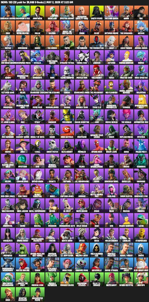 [PC/PSN/XBOX] | 193 skins | 1400 V-bucks | Renegade Raider | Champion Kyra | John Wick | Backlash | Spectra Knight | Paradigm (Reality-659) | Full Access