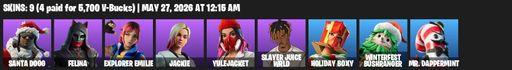 [PC/PSN/XBOX] | 9 skins | Santa Dogg | Felina | Explorer Emilie | Jackie | Yulejacket | Slayer Juice WRLD | Holiday Boxy | Winterfest Bushranger | Full Access