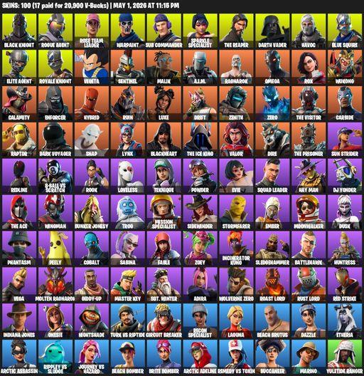 [PC/PSN/XBOX] | 100 skins | Floss | Take The L | OG STW | Black Knight | Sparkle Specialist | Royale Knight | The Reaper | Elite Agent | Blue Squire | Full Access