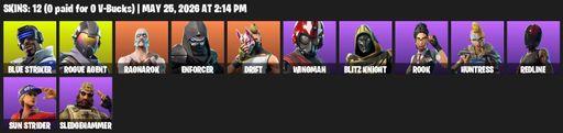 [PC/XBOX] | 12 skins | Blue Striker | Rogue Agent | Ragnarok | Enforcer | Drift | Wingman | Blitz Knight | Rook | Huntress | Redline | Sun Strider | Full Access