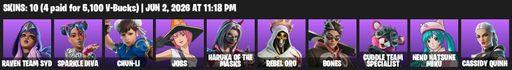 [PC/PSN/XBOX] | 10 skins | Raven Team Syd | Sparkle Diva | Chun-Li | Joss | Haruka of the Masks | Rebel Oro | Bones | Cuddle Team Specialist | Full Access