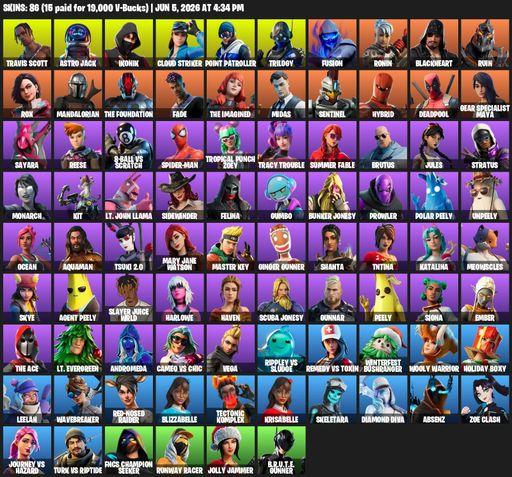 [PC/PSN/XBOX] | 86 skins | IKONIK | Travis Scott | Astro Jack | Cloud Striker | Point Patroller | Trilogy | Fusion | Ronin | Blackheart | Ruin | Rox | Full Access