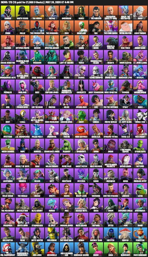 [PC/XBOX] | 170 skins | Renegade Raider | Xander | Darth Vader | The Origin | Mizuki | Omegarok | Hades | The Ageless | Paradigm (Reality-659) | Full Access