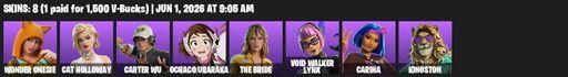 [PC/PSN] | 8 skins | Wonder Onesie | Cat Holloway | Carter Wu | Ochaco Uraraka | The Bride | Void Walker Lynx | Carina | Kingston | Full Access