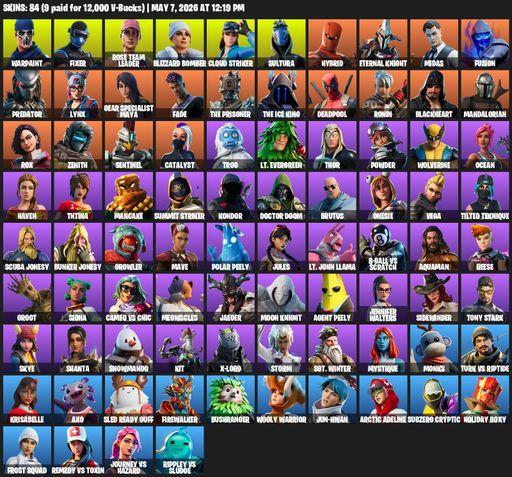 [PC/XBOX] | 84 skins | OG STW | Warpaint | Fixer | Rose Team Leader | Blizzard Bomber | Cloud Striker | Sultura | Hybrid | Eternal Knight | Midas | Full Access