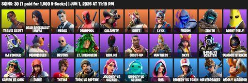 [PC/PSN] | 30 skins | Travis Scott | Gear Specialist Maya | Midas | Deadpool | Calamity | Drift | Lynx | Fusion | Zenith | Agent Peely | DJ Yonder | Full Access