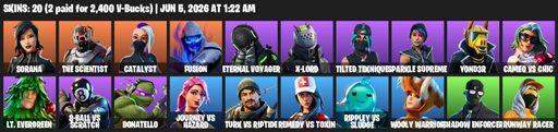[PC/XBOX] | 20 skins | Reaper Axe | Sorana | The Scientist | Catalyst | Fusion | Eternal Voyager | X-Lord | Tilted Teknique | Sparkle Supreme | Y0ND3R | Full Access