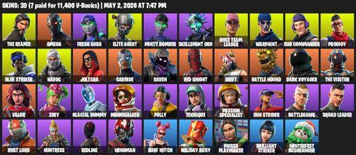 [PC/PSN/XBOX] | 39 skins | Take The L | OG STW | The Reaper | Elite Agent | Omega | Mako | Reaper Axe | Fresh Aura | Minty Bomber | Skellemint Oro | Full Access