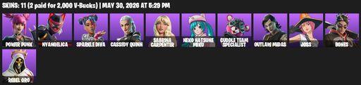 [PC/PSN] | 11 skins | 800 V-bucks | Power Punk | Nyangelica | Sparkle Diva | Cassidy Quinn | Sabrina Carpenter | Neko Hatsune Miku | Full Access