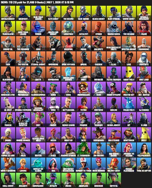 [PC/XBOX] | 118 skins | Floss | Take The L | OG STW | Black Knight | Sparkle Specialist | Royale Knight | The Reaper | Elite Agent | Blue Squire | Full Access