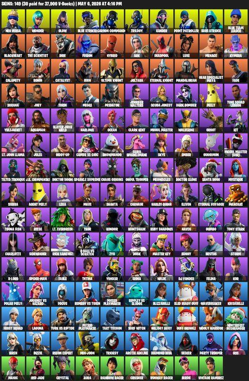 [PC/XBOX] | 149 skins | Merry Mint Axe | Leviathan Axe | Wonder | Neo Versa | Glow | Blue Striker | Carbon Commando | Trilogy | Xander | Full Access
