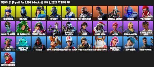 [PC/PSN/XBOX] | 31 skins | Merry Mint Axe | Reaper Axe | Neo Versa | Sultura | Cloud Striker | Trilogy | Point Patroller | The Scientist | Fade | Full Access