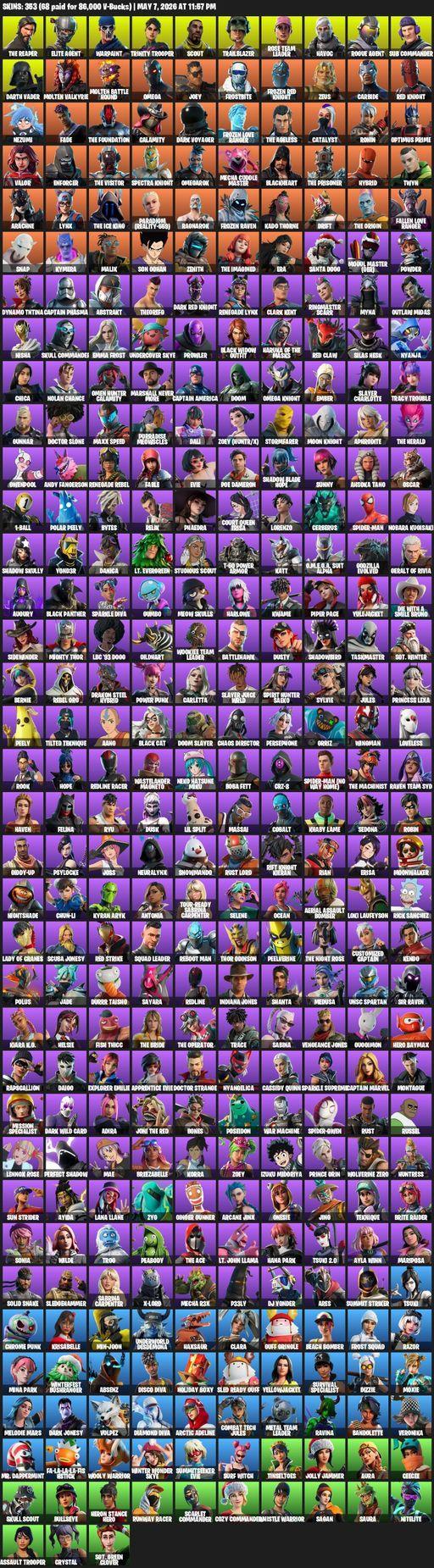 [PC/PSN] | 353 skins | 1800 V-bucks | Take The L | OG STW | The Reaper | Elite Agent | Omega | Warpaint | Trinity Trooper | Scout | Trailblazer | Full Access