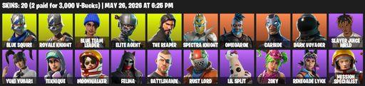 [PC/XBOX] | 20 skins | Take The L | Royale Knight | The Reaper | Elite Agent | Blue Squire | Blue Team Leader | Spectra Knight | Omegarok | Carbide | Full Access