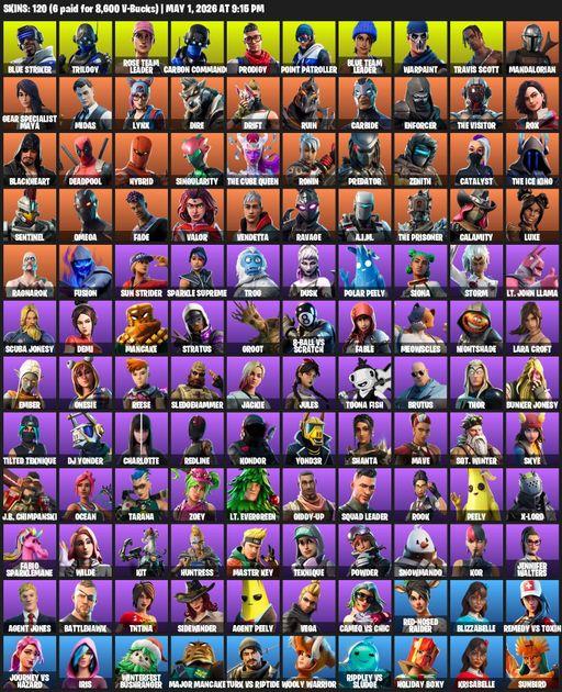 [PC/XBOX] | 120 skins | 1850 V-bucks | OG STW | Travis Scott | Omega | Lara Croft | Blue Striker | Trilogy | Rose Team Leader | Carbon Commando | Full Access