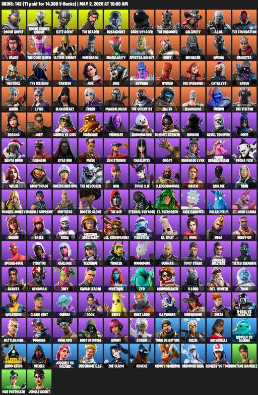 [PC/PSN/XBOX] | 142 skins | Merry Mint Axe | Take The L | The Reaper | Elite Agent | Omega | Rogue Agent | Rogue Spider Knight | Breakpoint | Full Access