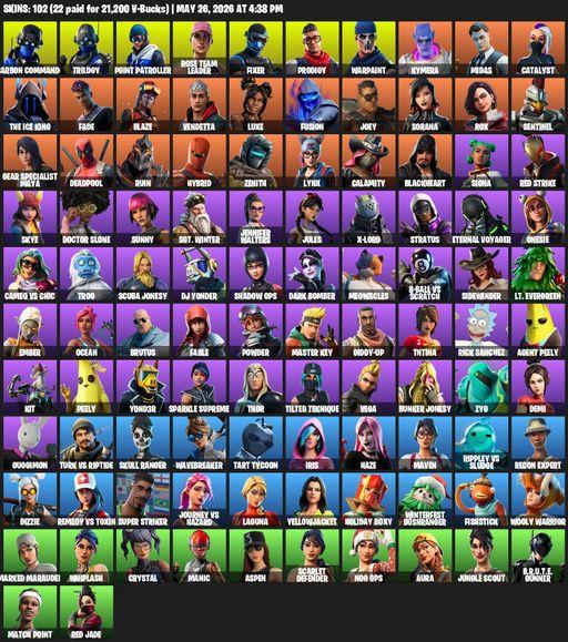 [PC/XBOX] | 102 skins | Merry Mint Axe | OG STW | Carbon Commando | Trilogy | Point Patroller | Rose Team Leader | Fixer | Prodigy | Warpaint | Kymera | Full Access