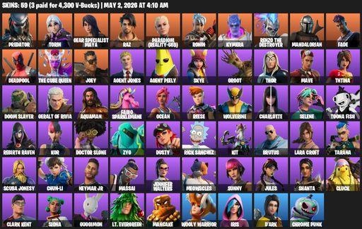 [PC/PSN/XBOX] | 59 skins | Lara Croft | Predator | Torin | Gear Specialist Maya | Raz | Paradigm (Reality-659) | Ronin | Kymera | Renzo the Destroyer | Full Access