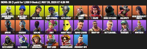 [PC] | 26 skins | Take The L | The Reaper | Elite Agent | Omega | Rogue Spider Knight | Blue Team Leader | Blue Striker | Drift | Valor | Dark Voyager | Full Access