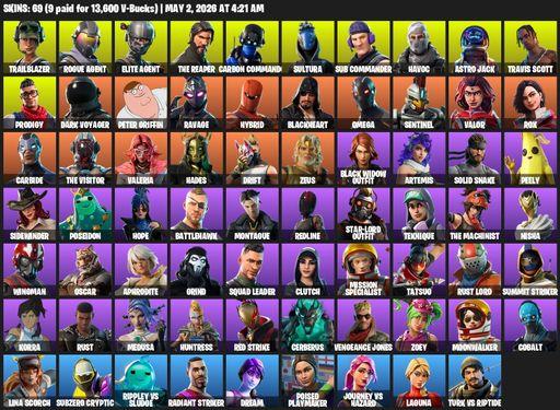 [PC/PSN/XBOX] | 69 skins | Take The L | Travis Scott | The Reaper | Elite Agent | Omega | Trailblazer | Rogue Agent | Carbon Commando | Sultura | Full Access