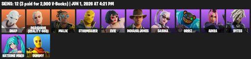[PC/PSN] | 12 skins | 500 V-bucks | Snap | Paradigm (Reality-659) | Malik | Stormfarer | Evie | Indiana Jones | Sabina | Grriz | Adira | Bytes | Full Access