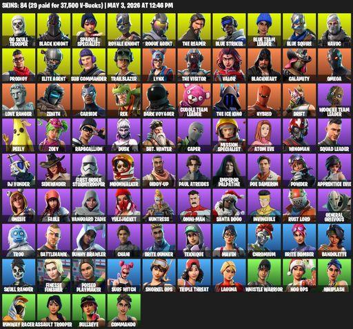 [PC/XBOX] | 84 skins | Floss | Take The L | OG Skull Trooper | Black Knight | Sparkle Specialist | Royale Knight | The Reaper | Elite Agent | Full Access