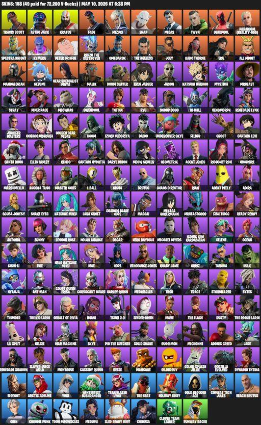 [PC/PSN] | 158 skins | Leviathan Axe | Travis Scott | Lara Croft | Astro Jack | Kratos | Fade | Mizuki | Snap | Midas | Twyn | Deadpool | Full Access
