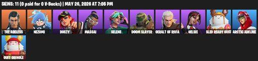 [PC/PSN/XBOX] | 11 skins | The Ageless | Nezumi | Dusty | Massai | Selene | Doom Slayer | Geralt of Rivia | Helsie | Sled Ready Guff | Arctic Adeline | Full Access