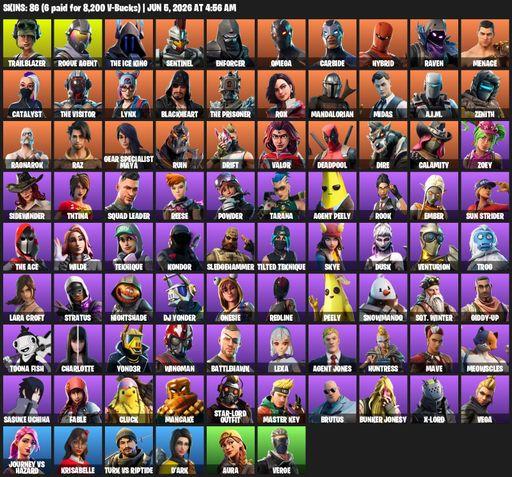 [PC/PSN/XBOX] | 86 skins | 800 V-bucks | Omega | Lara Croft | Trailblazer | Rogue Agent | The Ice King | Sentinel | Enforcer | Carbide | Hybrid | Full Access