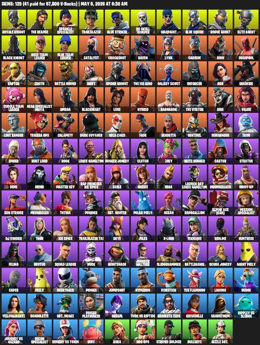 [PC/XBOX] | 129 skins | Take The L | Floss | OG STW | OG Skull Trooper | Black Knight | Sparkle Specialist | Royale Knight | The Reaper | Elite Agent | Full Access