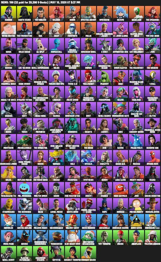 [PC/PSN] | 156 skins | Renegade Raider | Reaper Axe | Xander | Darth Vader | The Ageless | Valeria | Ronin | Spectra Knight | Omegarok | Nezumi | Full Access