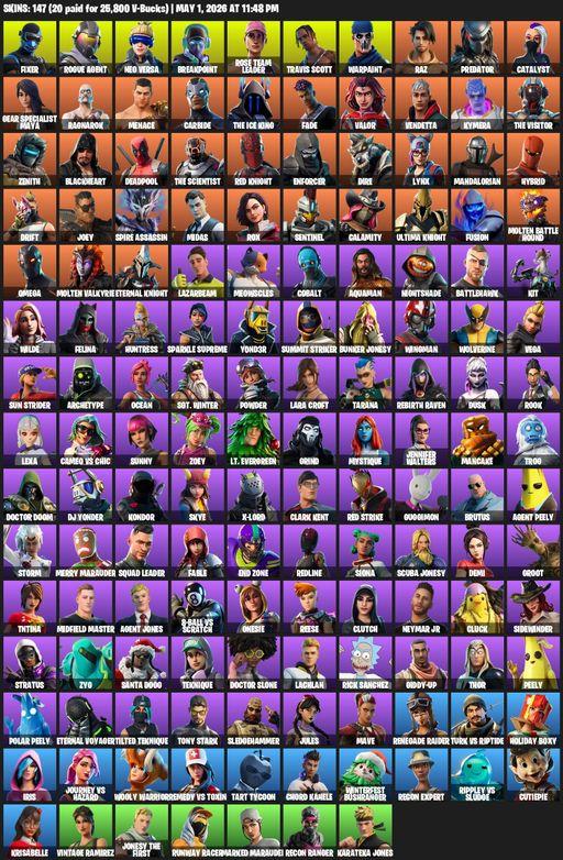 [PC/PSN/XBOX] | 147 skins | OG STW | Renegade Raider | Travis Scott | Omega | Lara Croft | Fixer | Rogue Agent | Neo Versa | Breakpoint | Full Access