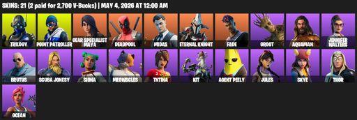 [PC/PSN/XBOX] | 21 skins | Trilogy | Point Patroller | Gear Specialist Maya | Deadpool | Midas | Eternal Knight | Fade | Groot | Aquaman | Full Access