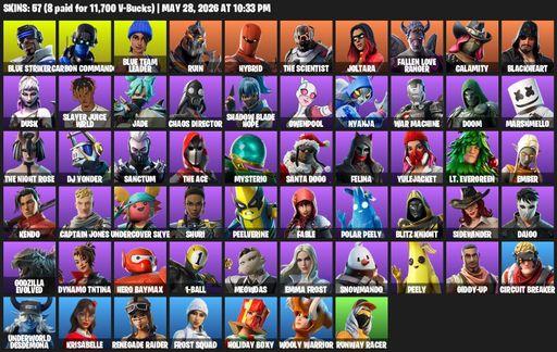 [PC/XBOX] | 57 skins | Renegade Raider | Reaper Axe | Blue Striker | Carbon Commando | Blue Team Leader | Ruin | Hybrid | The Scientist | Joltara | Full Access