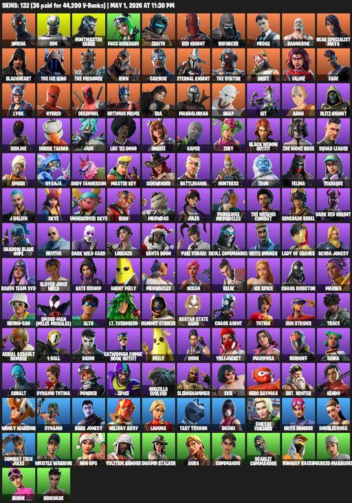 [PC/PSN/XBOX] | 132 skins | 550 V-bucks | Omega | Eon | Huntmaster Saber | FNCS Renegade | Zenith | Red Knight | Enforcer | Midas | Ragnarok | Full Access