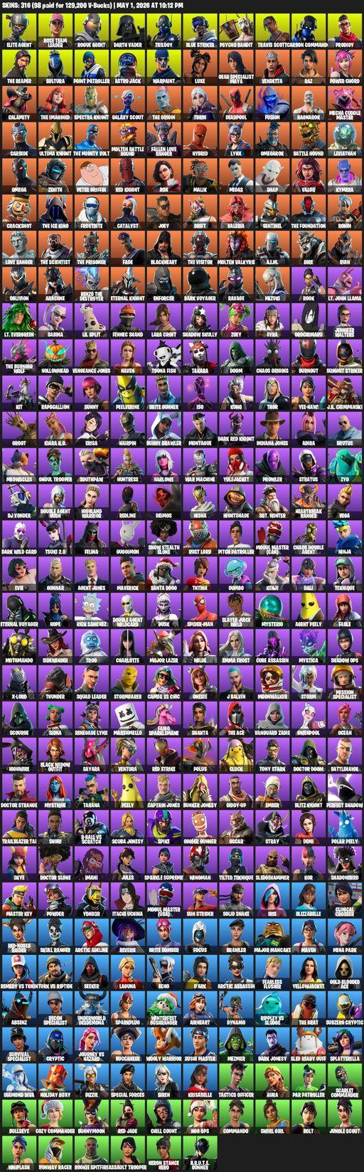 [PC/PSN/XBOX] | 316 skins | Take The L | OG STW | Travis Scott | The Reaper | Elite Agent | Omega | Lara Croft | Rose Team Leader | Rogue Agent | Full Access