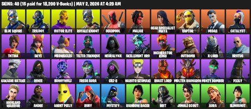 [PC/PSN/XBOX] | 40 skins | Royale Knight | Blue Squire | Trilogy | Victor Elite | Deadpool | Malice | Gear Specialist Maya | Raptor | Midas | Catalyst | Full Access