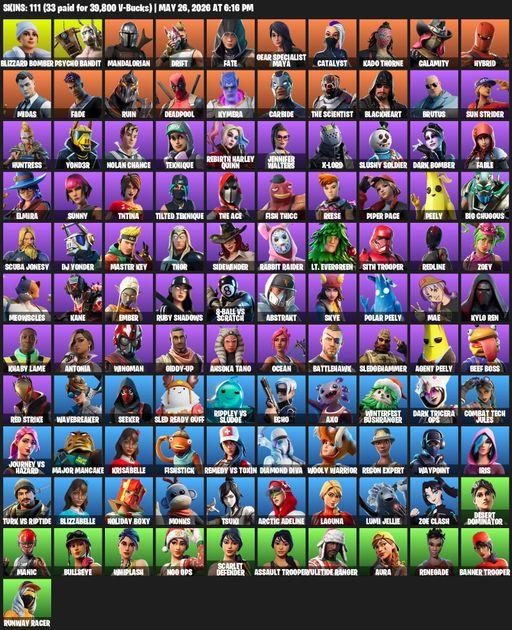 [PC/PSN/XBOX] | 111 skins | Blizzard Bomber | Psycho Bandit | Mandalorian | Drift | Fate | Gear Specialist Maya | Catalyst | Kado Thorne | Calamity | Full Access