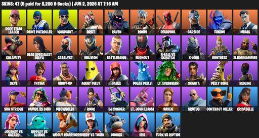 [PC/PSN/XBOX] | 47 skins | 550 V-bucks | OG STW | Reaper Axe | Rose Team Leader | Point Patroller | Warpaint | Drift | Raven | Ronin | Deadpool | Full Access