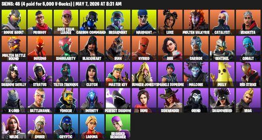 [PC/XBOX] | 45 skins | 2100 V-bucks | OG STW | Rogue Agent | Prodigy | Rose Team Leader | Carbon Commando | Breakpoint | Warpaint | Luxe | Full Access