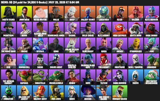 [PC/PSN/XBOX] | 58 skins | Darth Vader | John Wick | Peter Griffin | Malik | Snap | Galaxy Scout | Leviathan | Blaze | Valeria | Blitz Brigade | Full Access