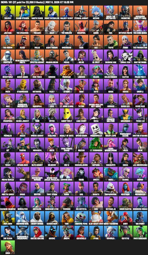 [PC/XBOX] | 161 skins | Lara Croft | Reaper Axe | Trilogy | Cloud Striker | Darth Vader | Point Patroller | Galaxy Scout | Eternal Knight | Nezumi | Full Access