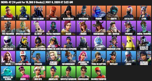[PC/PSN/XBOX] | 47 skins | 800 V-bucks | Prodigy | Trilogy | The Ice King | Hybrid | Blackheart | Omegarok | Fusion | Zenith | Catalyst | Lynx | Full Access