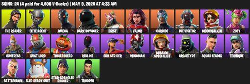 [PC/XBOX] | 24 skins | Take The L | The Reaper | Elite Agent | Omega | Mako | Dark Voyager | Drift | Valor | Carbide | The Visitor | Moonwalker | Zoey | Full Access