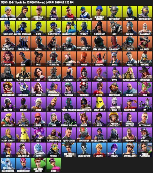 [PC/XBOX] | 104 skins | Take The L | OG STW | The Reaper | Elite Agent | Omega | Blizzard Bomber | Rose Team Leader | Glow | Prodigy | Point Patroller | Full Access