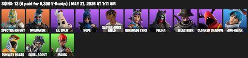 [PC/XBOX] | 13 skins | Spectra Knight | Omegarok | Lil Split | Hope | Slayer Juice WRLD | Renegade Lynx | Felina | Silas Hesk | Cloaked Shadow | Full Access